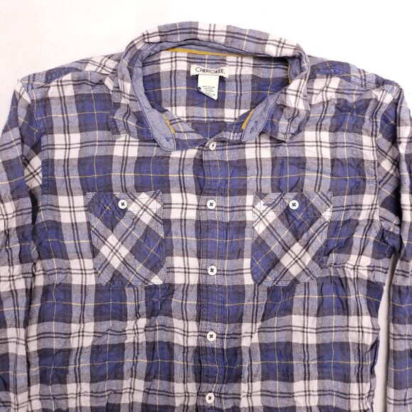 Cherokee Tartan Flannel Long Sleeve Button Shirt Mens Size XL Blue White - Picture 1 of 10